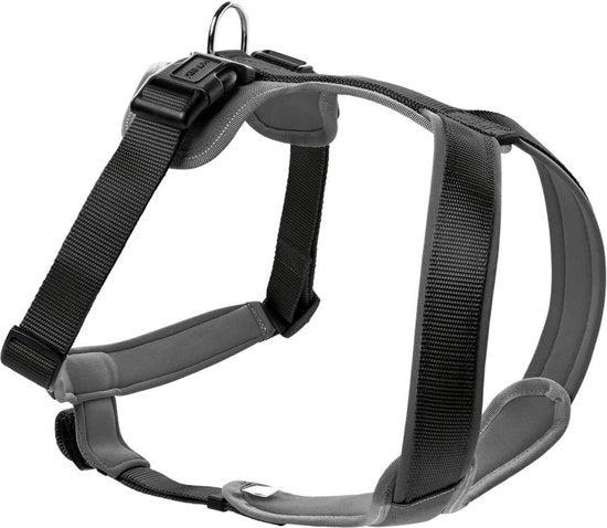 Cinturino per cani in Neopreen con nylon sportivo, colore nero-grigio, taglia M (53-65)