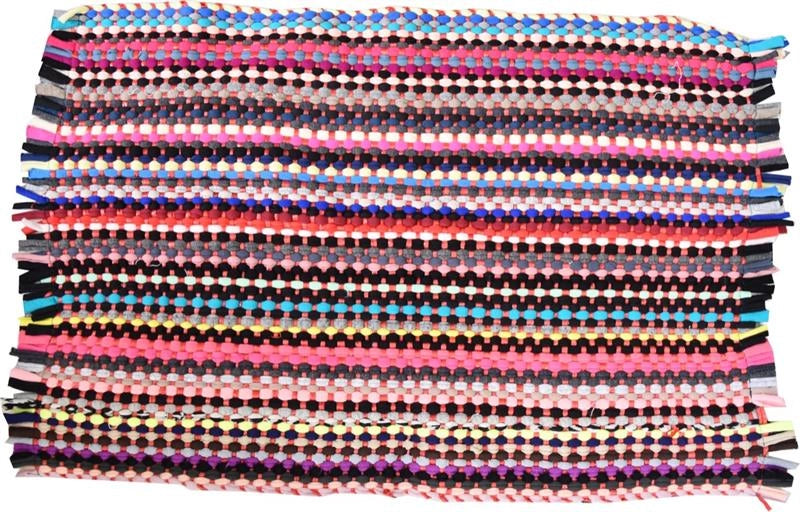 MA MAISON SET 3 TAPPETINI MILLE RIGHE MULTICOLOR 55X33 CM ZERBINO IN TESSUTO MULTIUSO
