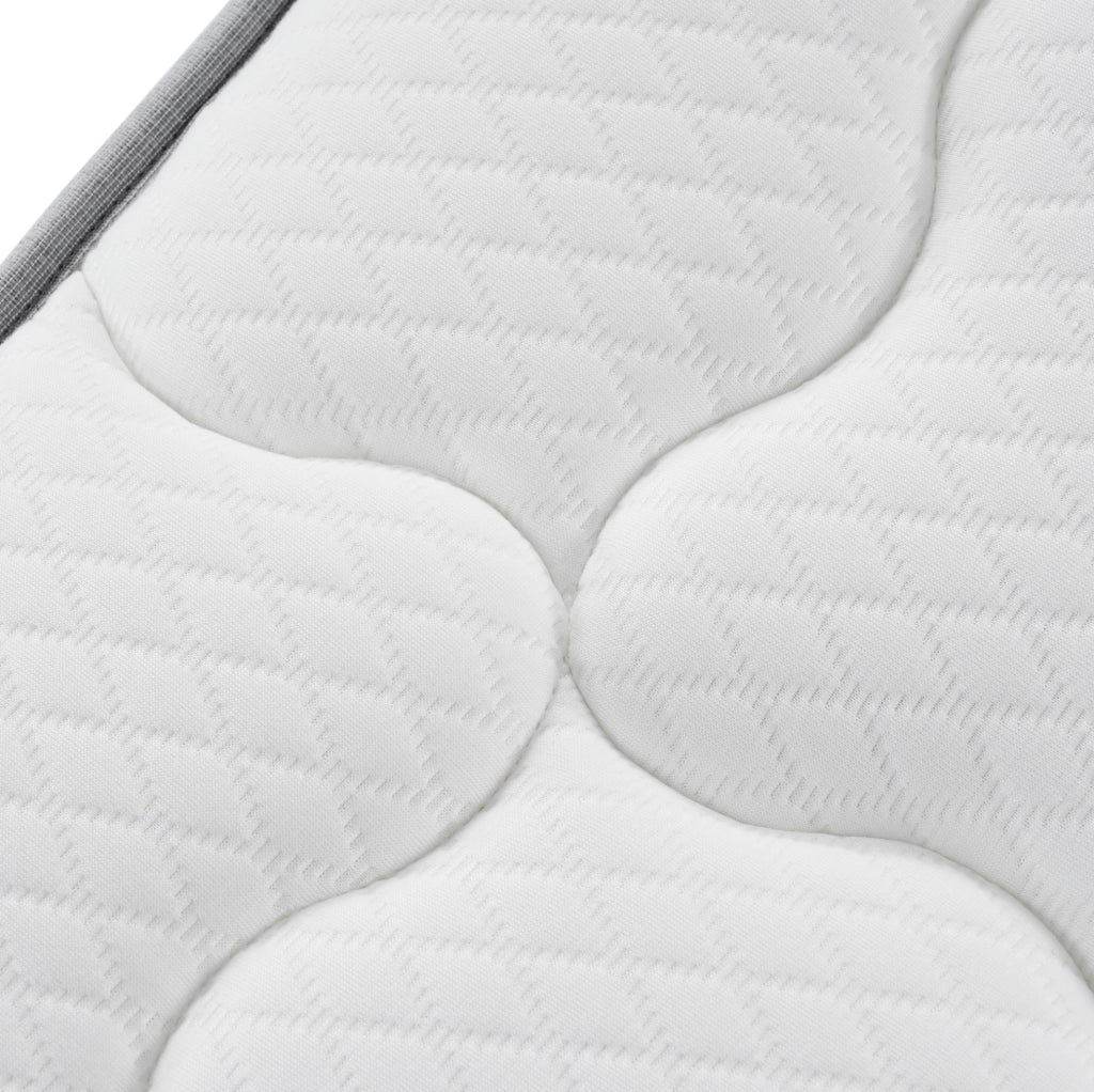 Materasso 140x200 cm H3 a 7 zone con molle insacchettate e schiuma fredda, rivestimento bianco