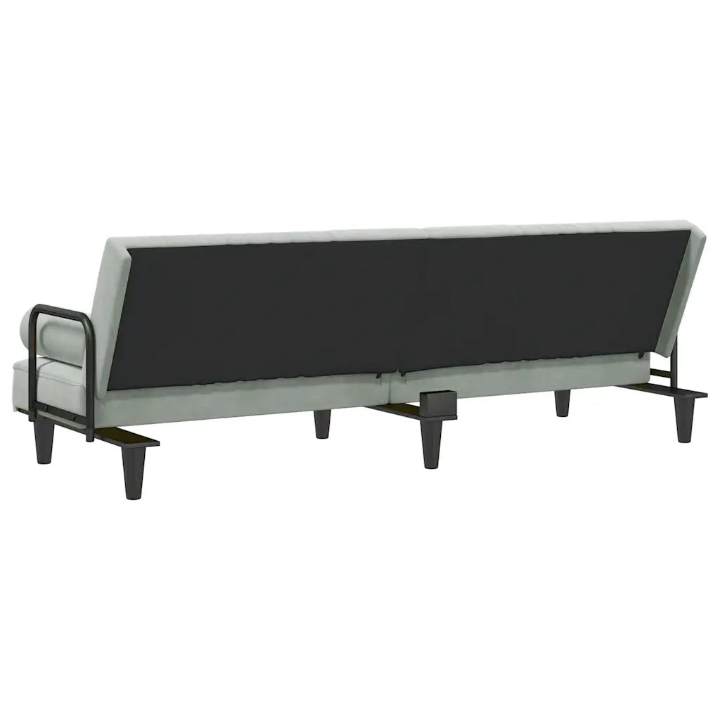 Divano letto | Sof¨¤ letto | Letto singolo con Braccioli Grigio Chiaro in Velluto