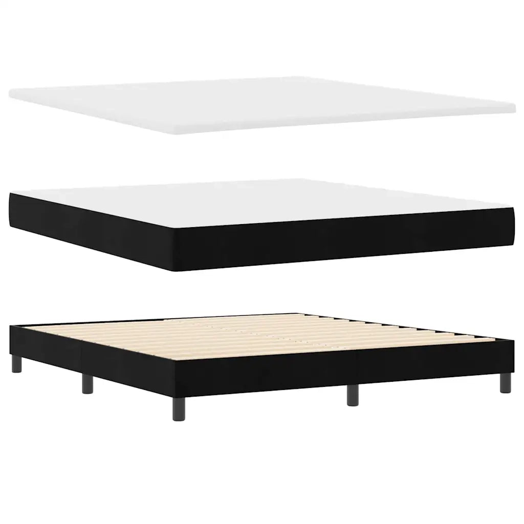 Letto a Sorgente LED con materasso Nero 180 x 200 cm Velluto