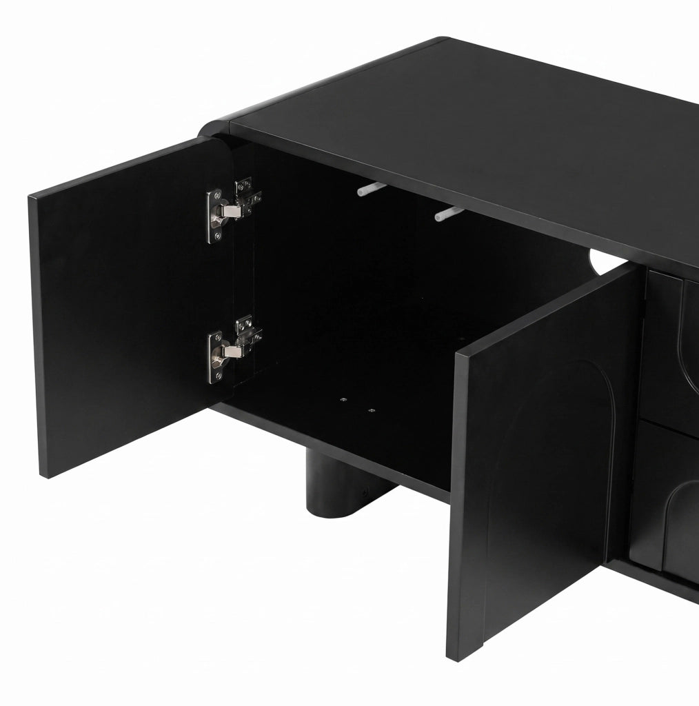 MOBILE TV 180x40x46 cm Nero MDF e Truciolare con 4 Ante e 2 Cassetti