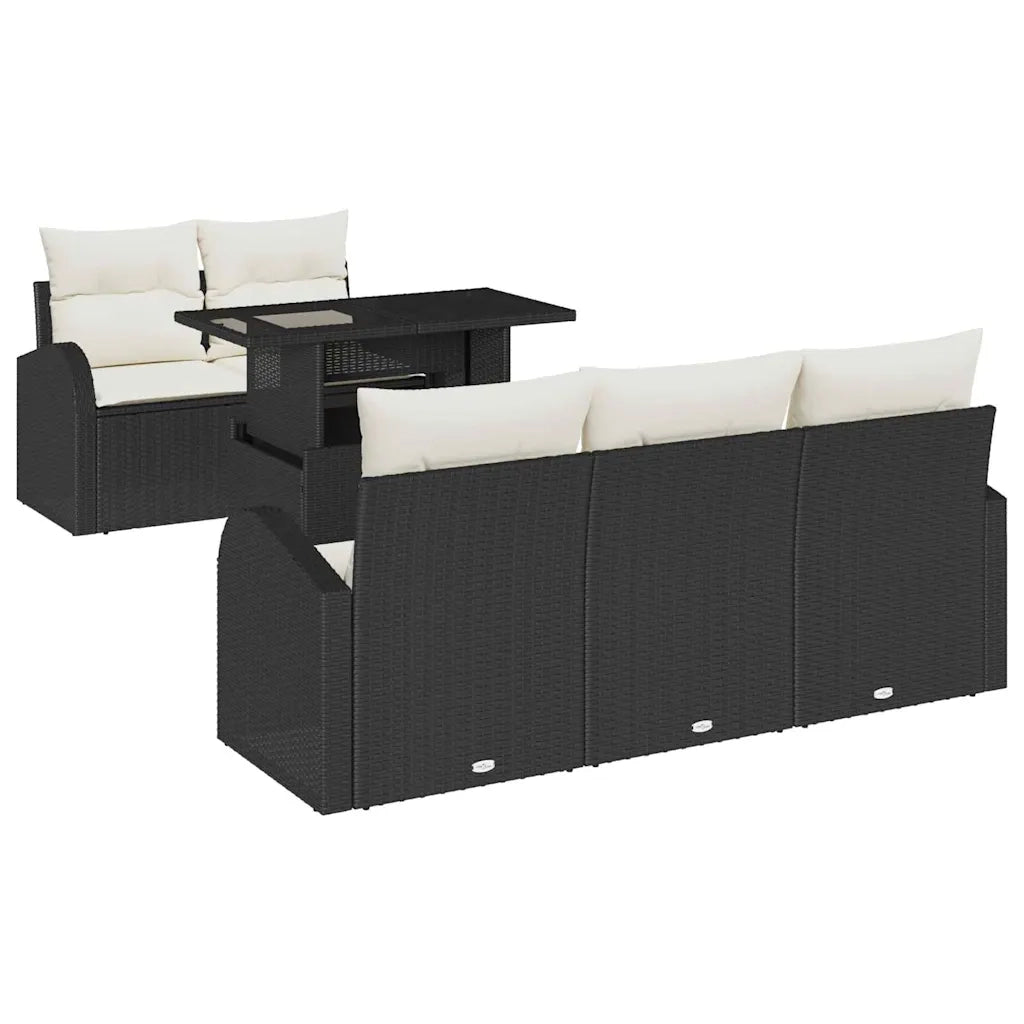 Set Divano da Giardino con cuscino 6 pcs Nero polyrattan 3348553