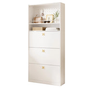Scarpiera 80x24x178，5 cm bianca， 3 ante a ribalta， 2 vani， maniglie dorate