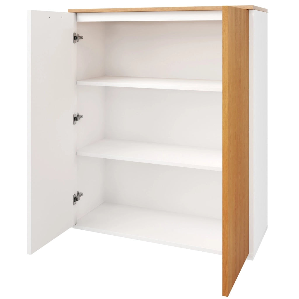 Armadio Archivio Moderno 80x40x110 cm in MDF Bianco e Rovere con Ante Soft-Close