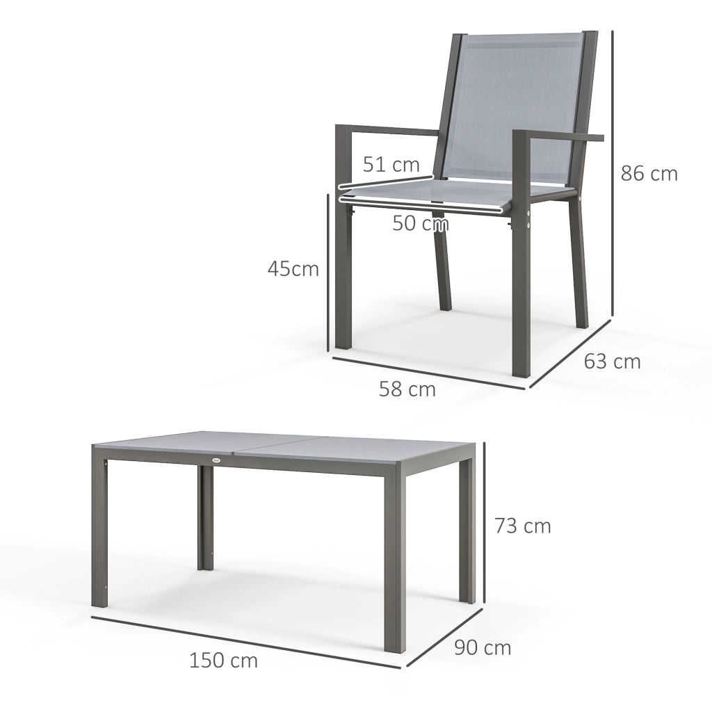 Set tavolo da pranzo giardino 6 persone ¨C Xylo ¨C sedie impilabili telaio acciaio grigio
