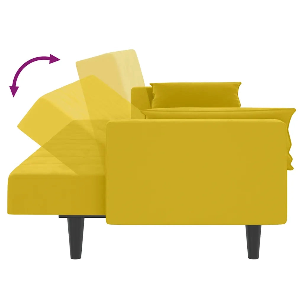 Divano letto | Sof¨¤ letto | Letto singolo a 2 Posti con 2 Cuscini Giallo in Velluto