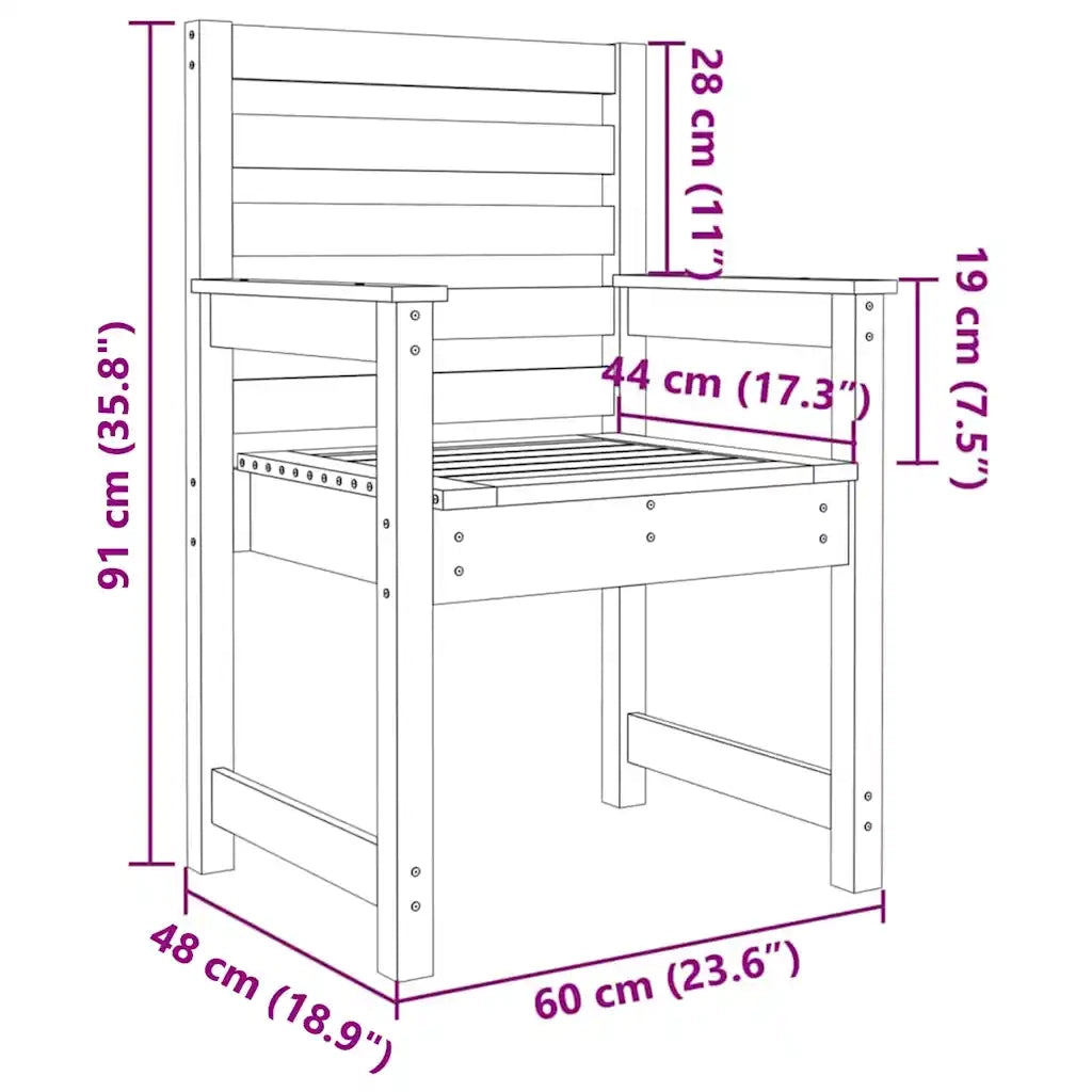 Sedie da Giardino 2pz 60x48x91 cm Legno Massello di Douglas 824058