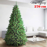 Albero Di Natale 270cm New Tiffany Super Folto 2243 Rami Pino Verde Base a Croce