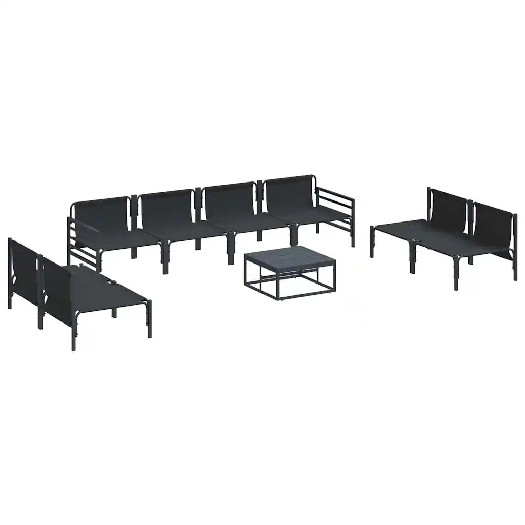 Set Divano da Giardino con cuscino 9 pcs Nero Acciaio