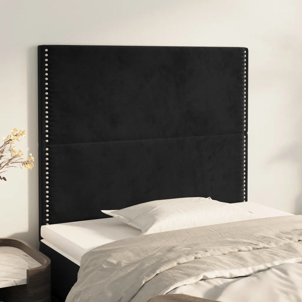 Testiera | Testata Nera 90x5x118/128 cm Velluto