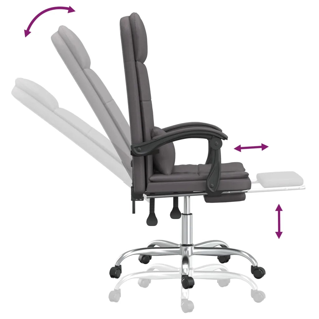 Poltrona da Ufficio Massaggiante Reclinabile Grigio Similpelle 349709