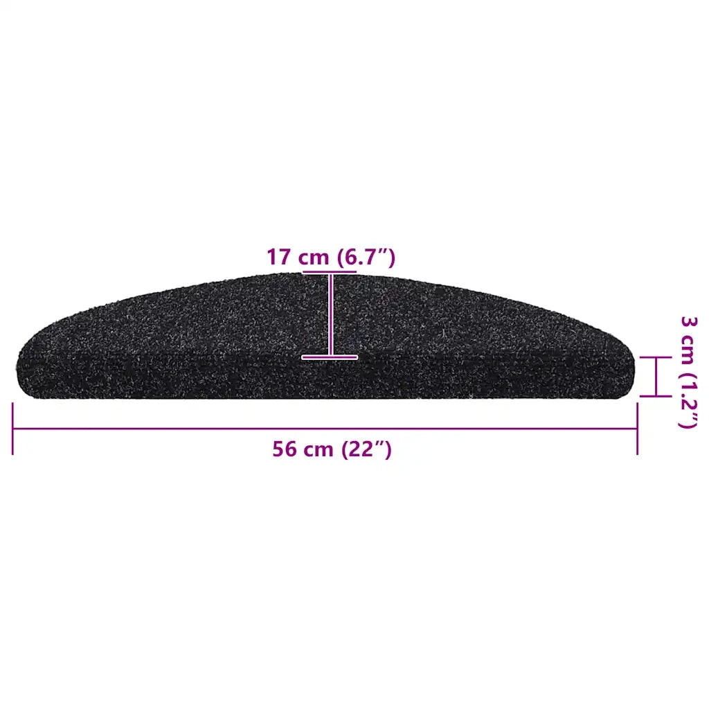 Tappetini per scale autoadesivi 10 pz | Gradini per Scale 56x17x3 cm neri semicircolari