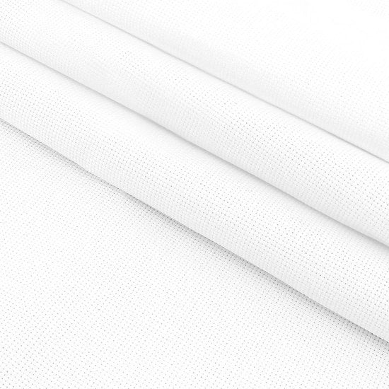 Stoffa per Cucito in Croce di Maglia in Cotone - Grande Formato - Bianco - DIY - Per Artigianato - Solido e Duraturo - Adatto per Cucito e Punti di Seta - Design Classico con Fiori e Foglie.