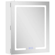 ARMADIETTO BAGNO CON SPECCHIO, LUCE LED REGOLABILE E SISTEMA ANTIAPPANNAMENTO, 50X15X60 CM, BIANCO