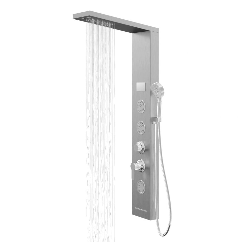 Colonna doccia shine acciaio 4 funzioni luce led display temperatura 2 finiture *** finitura- cromo spazzolato, confe...