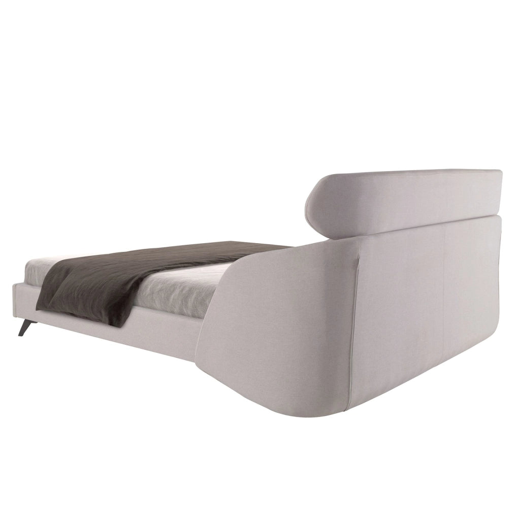 Letto in tessuto grigio chiaro