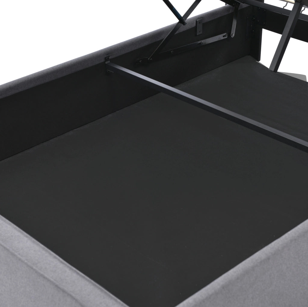 Letto imbottito 160x200 cm grigio con contenitore e rete sollevabile