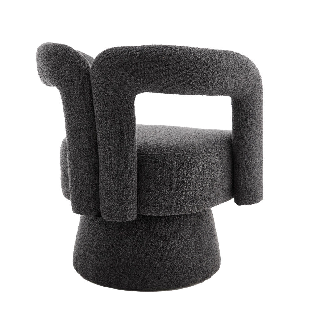 Poltrona girevole in bouclé grigio scuro 360°