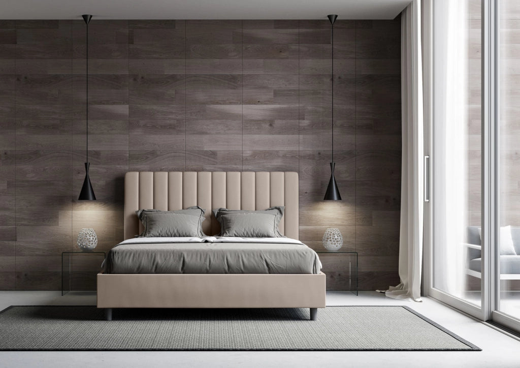 Letto Matrimoniale Francese 140x190 cm con Rete Agueda Tortora