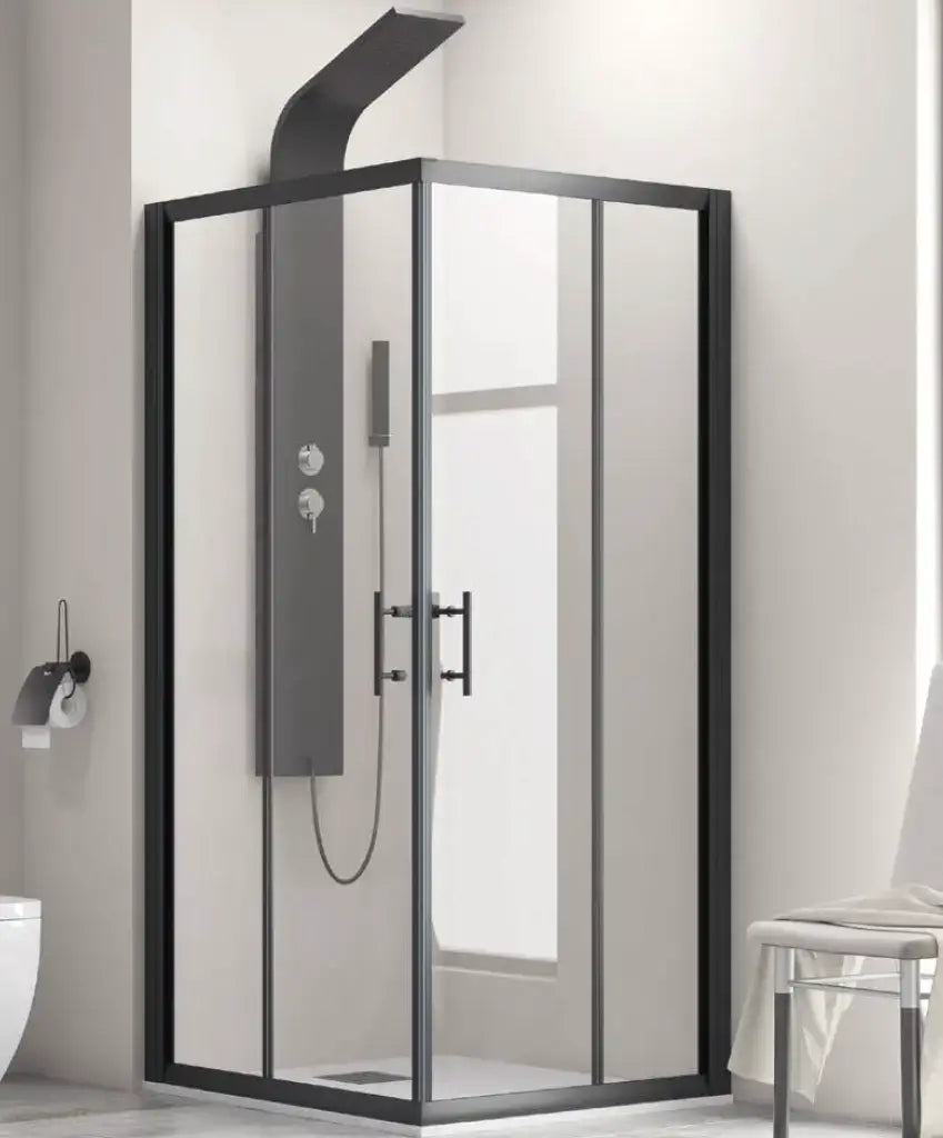 Box Doccia Profili Neri 6mm Anticalcare Doppio Scorrevole H190 - 69x119