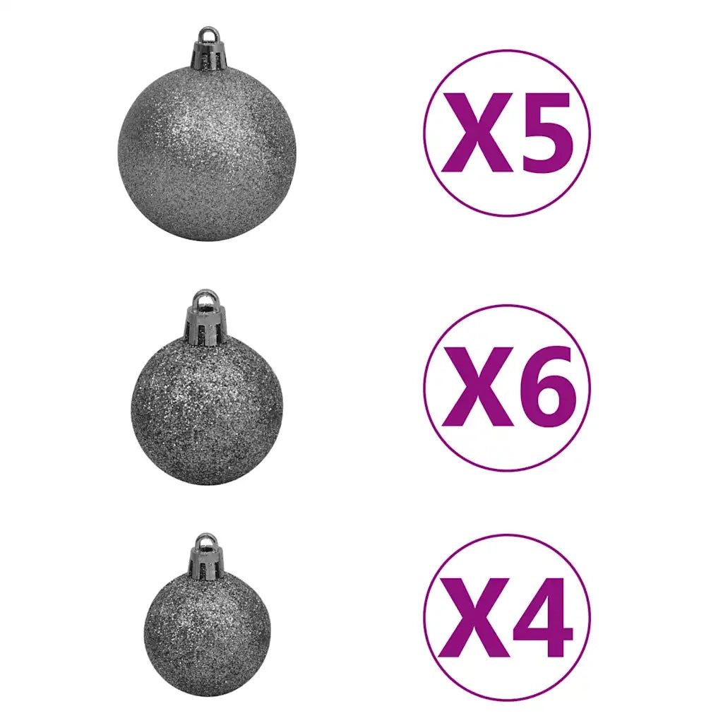 Albero di Natale Preilluminato con Palline Argento 150 cm PET 3077695
