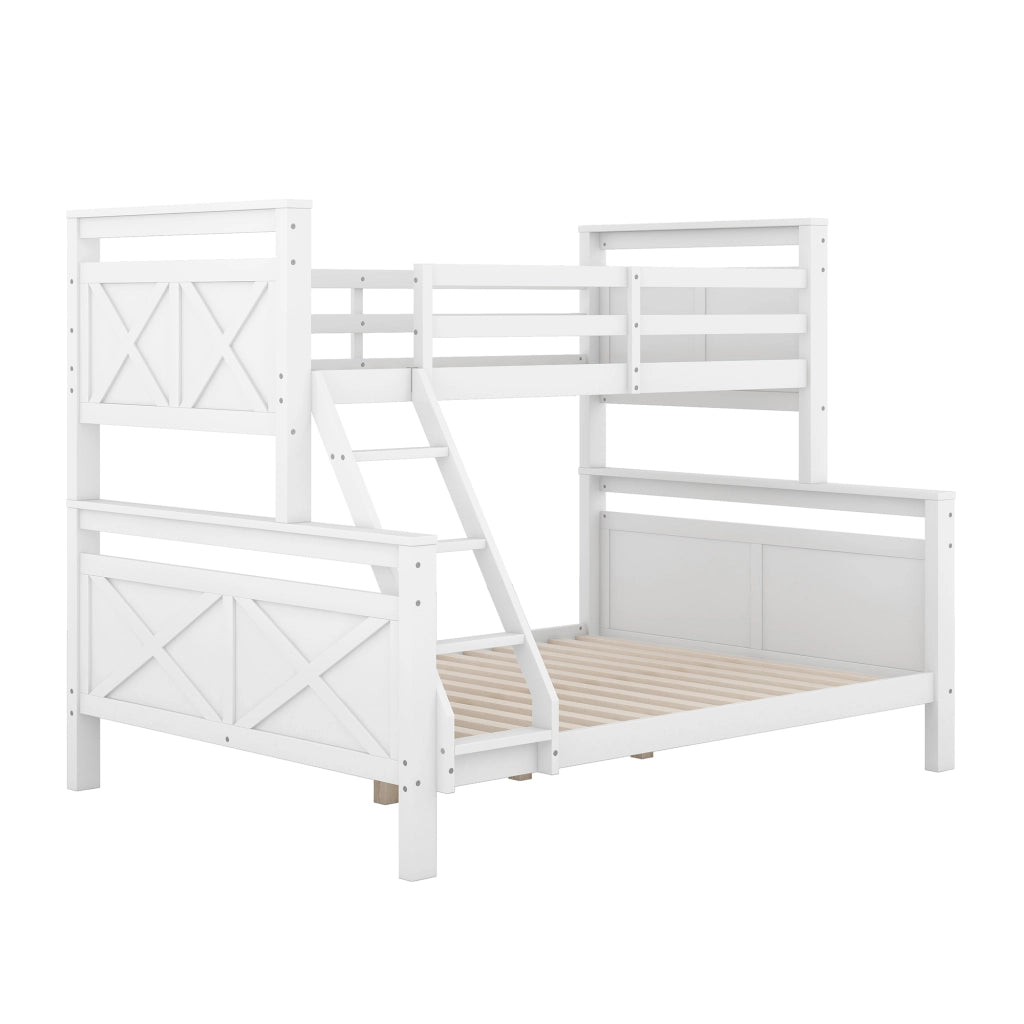 Letto a castello 90×200 cm e 140×200 cm; 3 posti; convertibile in 2 letti; senza materasso; bianco