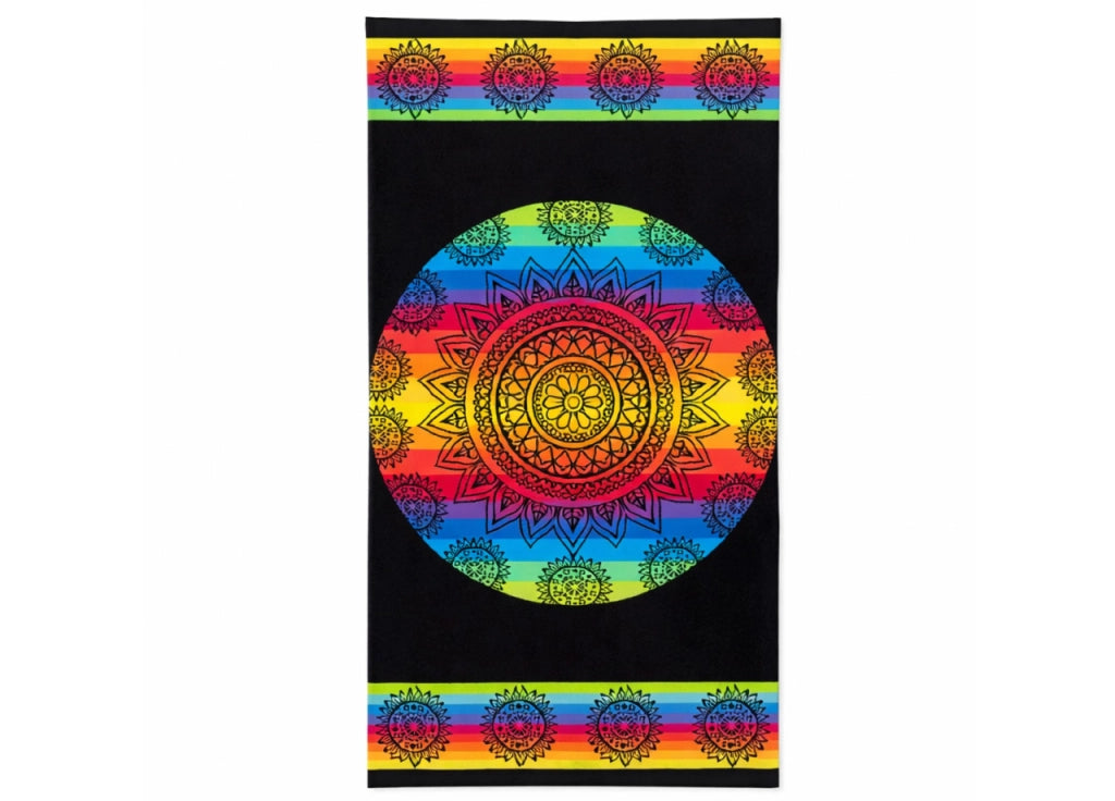 Telo Mare Jacquard Spugna Asciugamano Spiaggia Disegno Multi Mandala KR