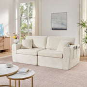 Divano Relax 2 Posti in Chenille con Tasca Laterale e Cuscini ¨C MINIMAL ¨C Beige