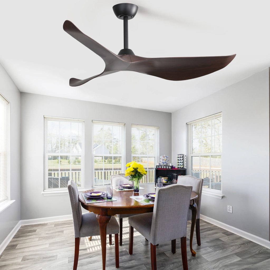 Ventilatore da soffitto 38 pollici senza luce con motore DC reversibile 6 velocità telecomando timer nero ABS