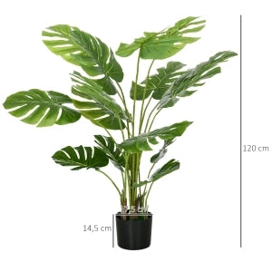 Pianta artificiale monstera realistica con vaso nero e muschio artificiale in plastica verde per interni ed esterni altezza 120 cm