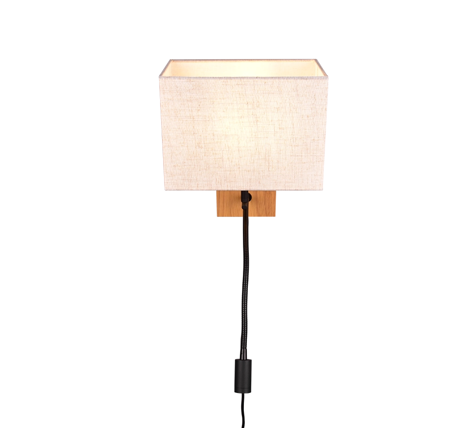 Applique con lampada da lettura, metallo e legno, nero, L 25 cm, Nilam