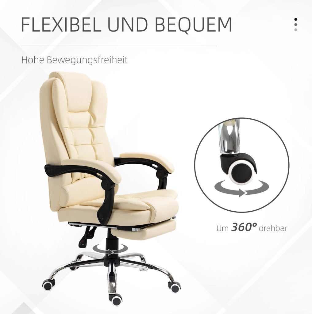 Sedia da ufficio ergonomica DESMIU in similpelle con schienale alto, poggiapiedi estraibile e braccioli, regolabile in altezza e inclinazione