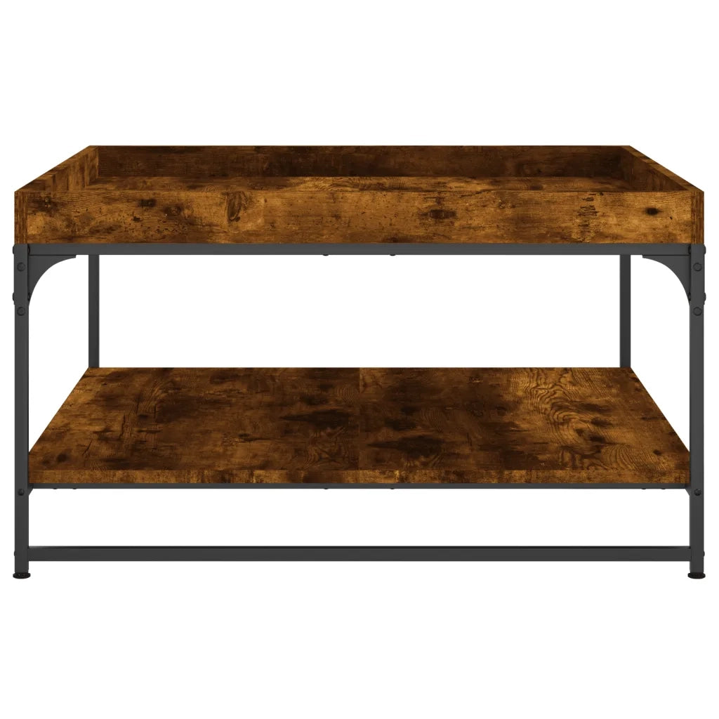 Tavolino Rovere Fumo 80x80x45 cm in Legno Multistrato e Ferro 832815