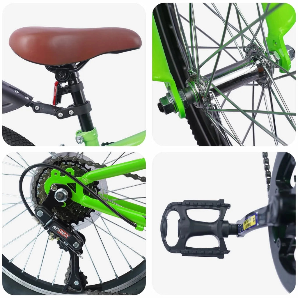 Bicicletta per Bambini | Bici per bambini 24 Pollici 6-Speed per 8-12 anni Verde