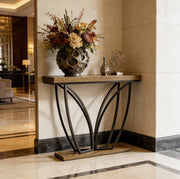 Console da ingresso 105x30 cm in MDF e metallo marrone rustico e nero