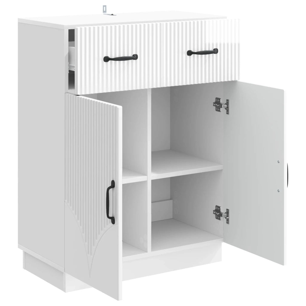 Credenza | Madia | Buffet da pranzo | Armadio da pranzo Bianco Lucido 66 x 34,5 x 87 cm Legno ingegnerizzato