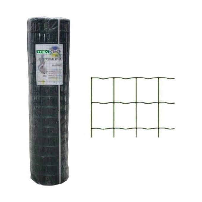 T-rex 05884 Rotolo Rete Rex Zincata Plasticata Maglia 76x63 mm Filo 2,20 mm Altezza 180 cm Lunghezza 10 m
