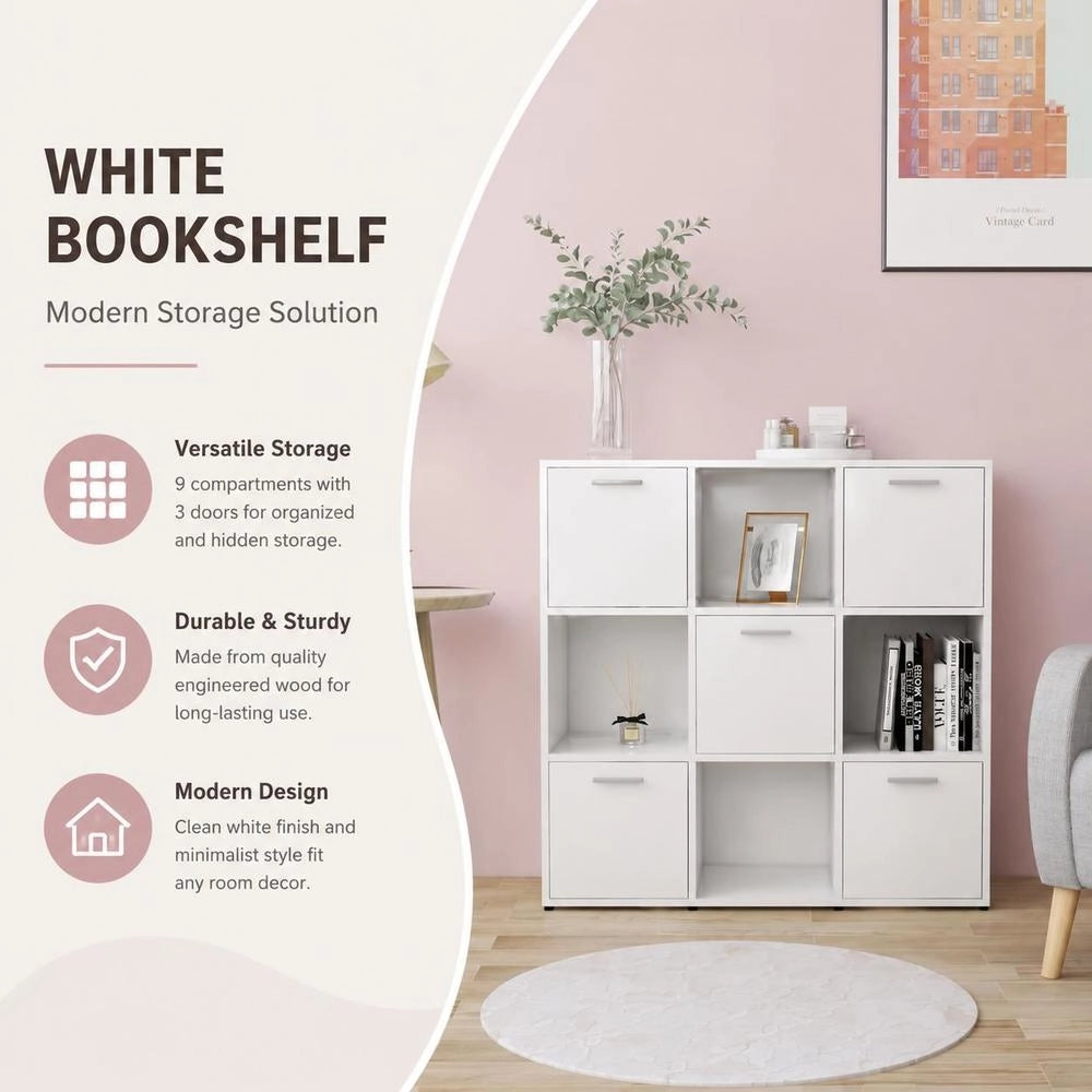 Bookshelf White 90x30x90 Cm Wood Composite