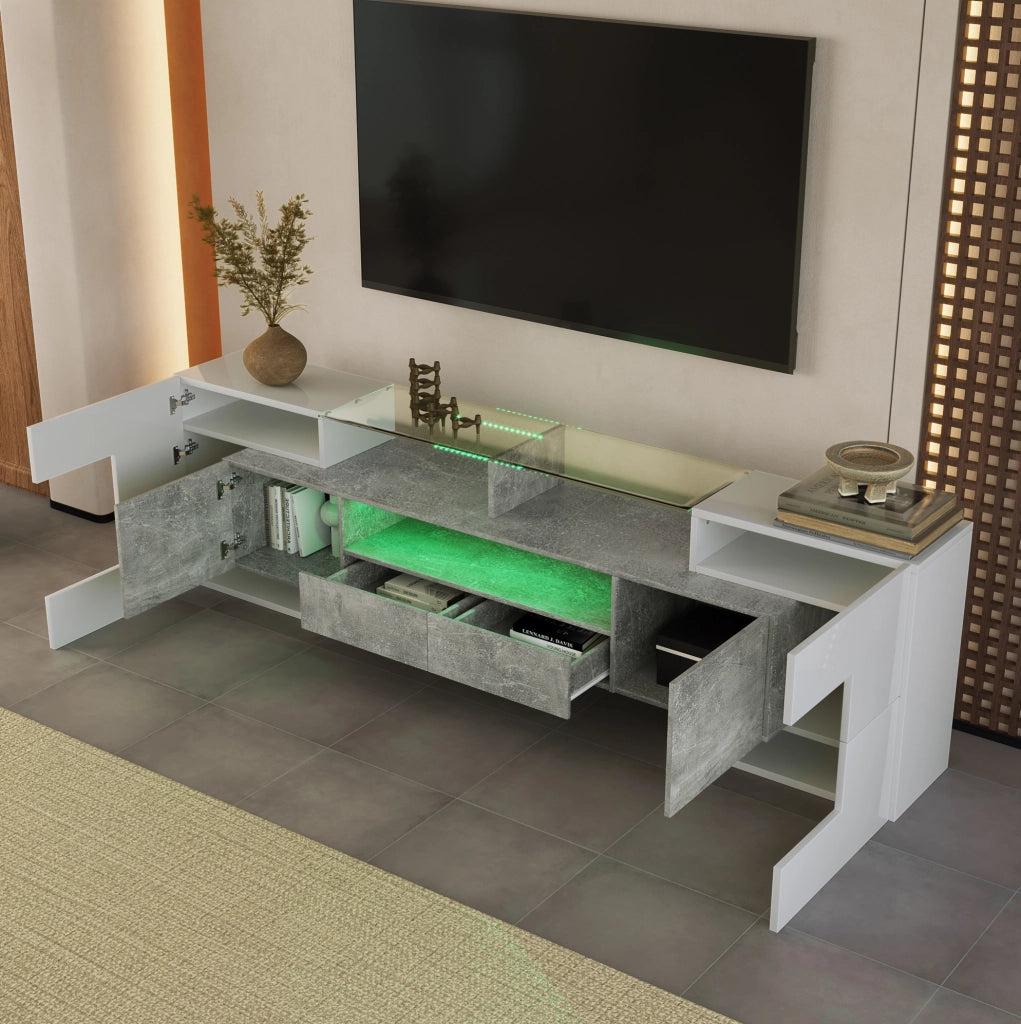 Mobile TV con LED; 200 x 35 x 60 cm; MDF; grigio