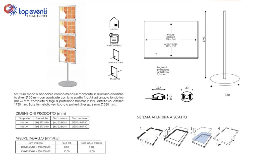 Porta Comunicazioni con A4 orizzontale Multiple - Monofacciale (4 x A4)