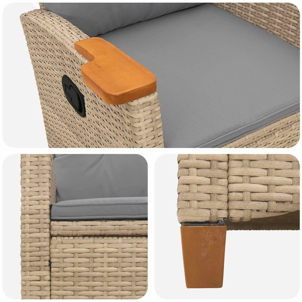 Poltrona reclinabile con tavolino 62 x 64 x 112 cm polyrattan CFW2343824
