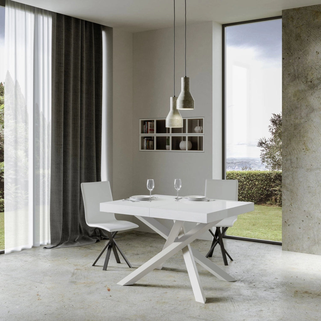 Tavolo Allungabile 120-224x90x77 cm Volantis Bianco Frassino Telaio Bianco