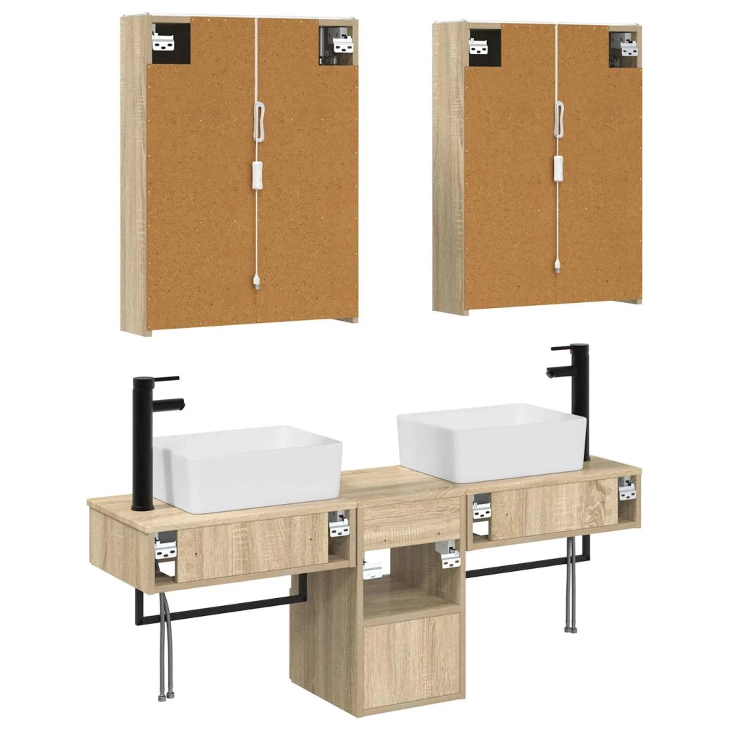 Set di Armadi da Bagno 5 pz Rovere Sonoma Legno ingegnerizzato 3406329