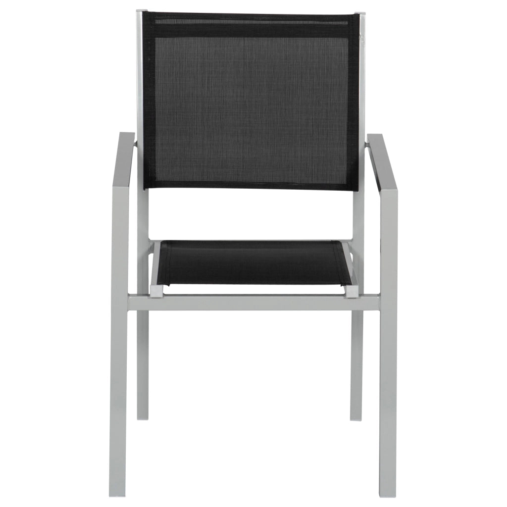 Set di 6 sedie in alluminio grigio - textilene nero