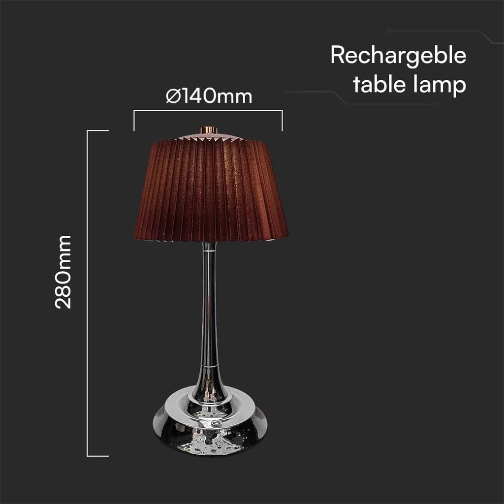 Lampada da Tavolo LED 1.5W 3000K Cromo + Marrone – V-TAC – VT-7968-CB