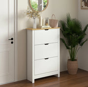 Scarpiera a 3 cassetti bianca 72 x 26 x 112 cm