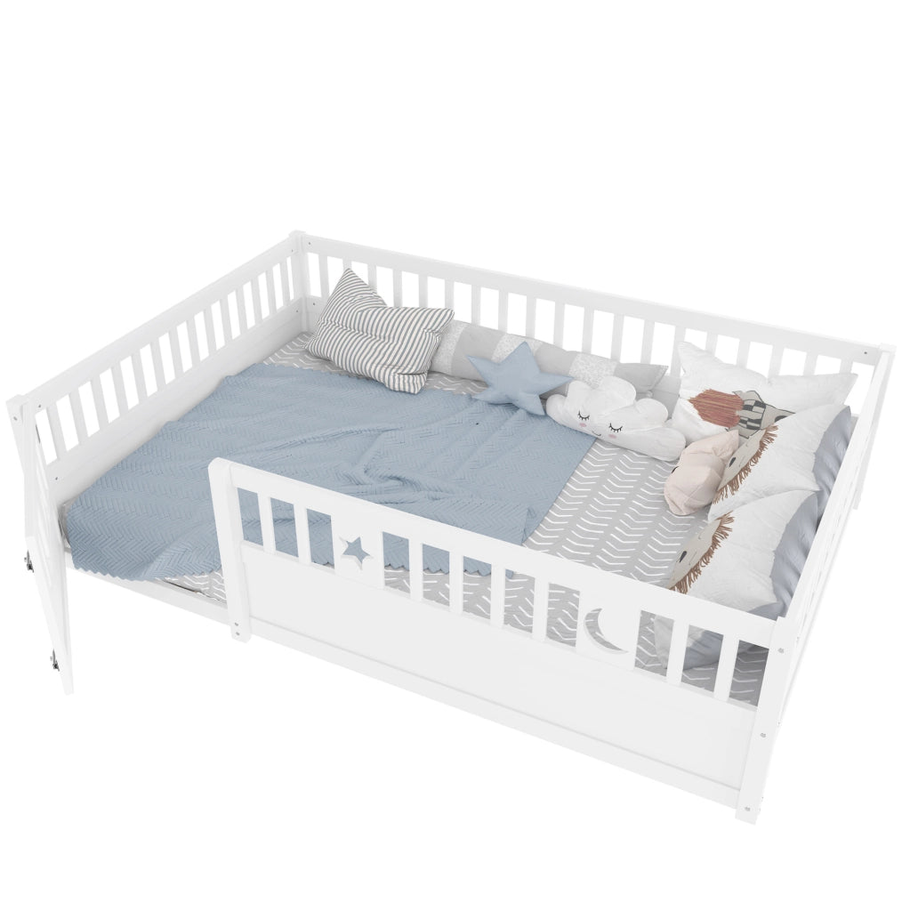 Letto per bambini con sponde, 140 x 190 cm, bianco