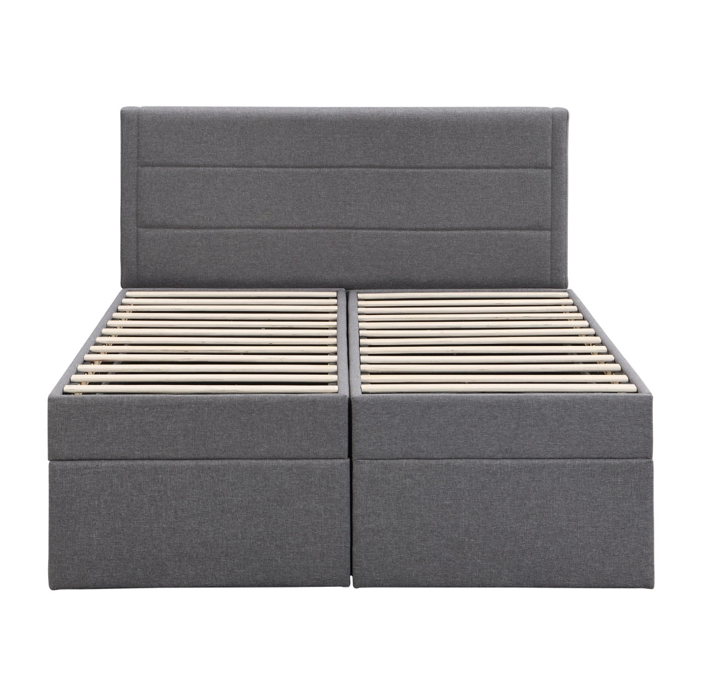 LETTO Contenitore 140x200 cm Grigio in legno e MDF