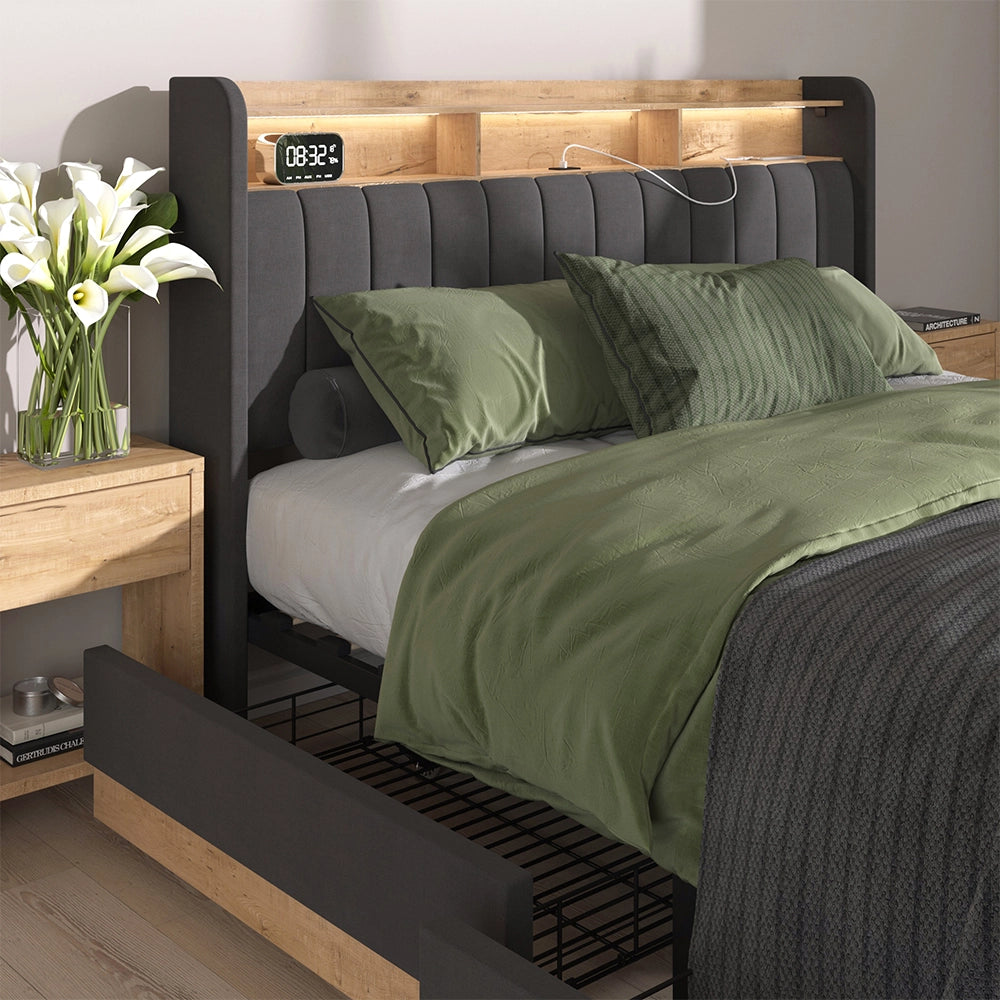 Vitalispa Letto imbottito Antracite 160x200 cm con materasso